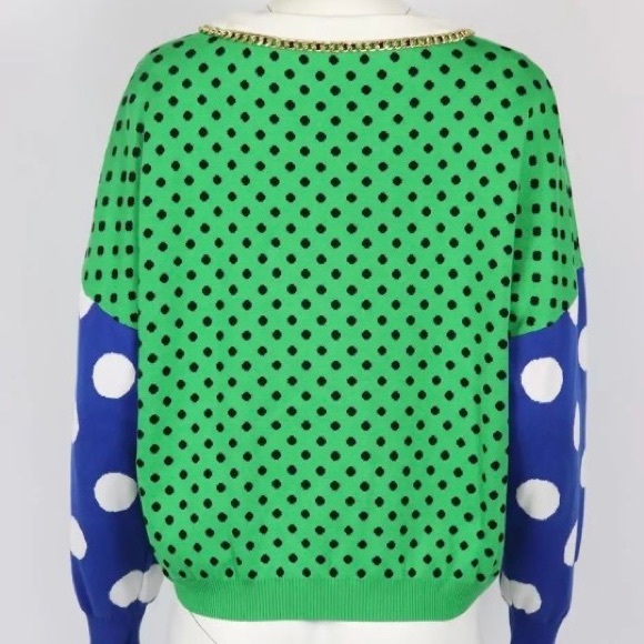 MOSCHINO Polkadot Green Lettering Sweater polkadot Size US 6 - Picture 7 of 8